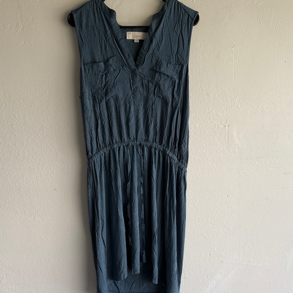 LOFT Sleeveless Dark Blue Midi Dress